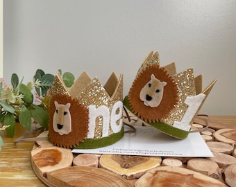 Lion themed birthday crown- Birthday crown-1st birthday crown-Birthday party-wild One -Wild birthday crown-Safari birthday crown