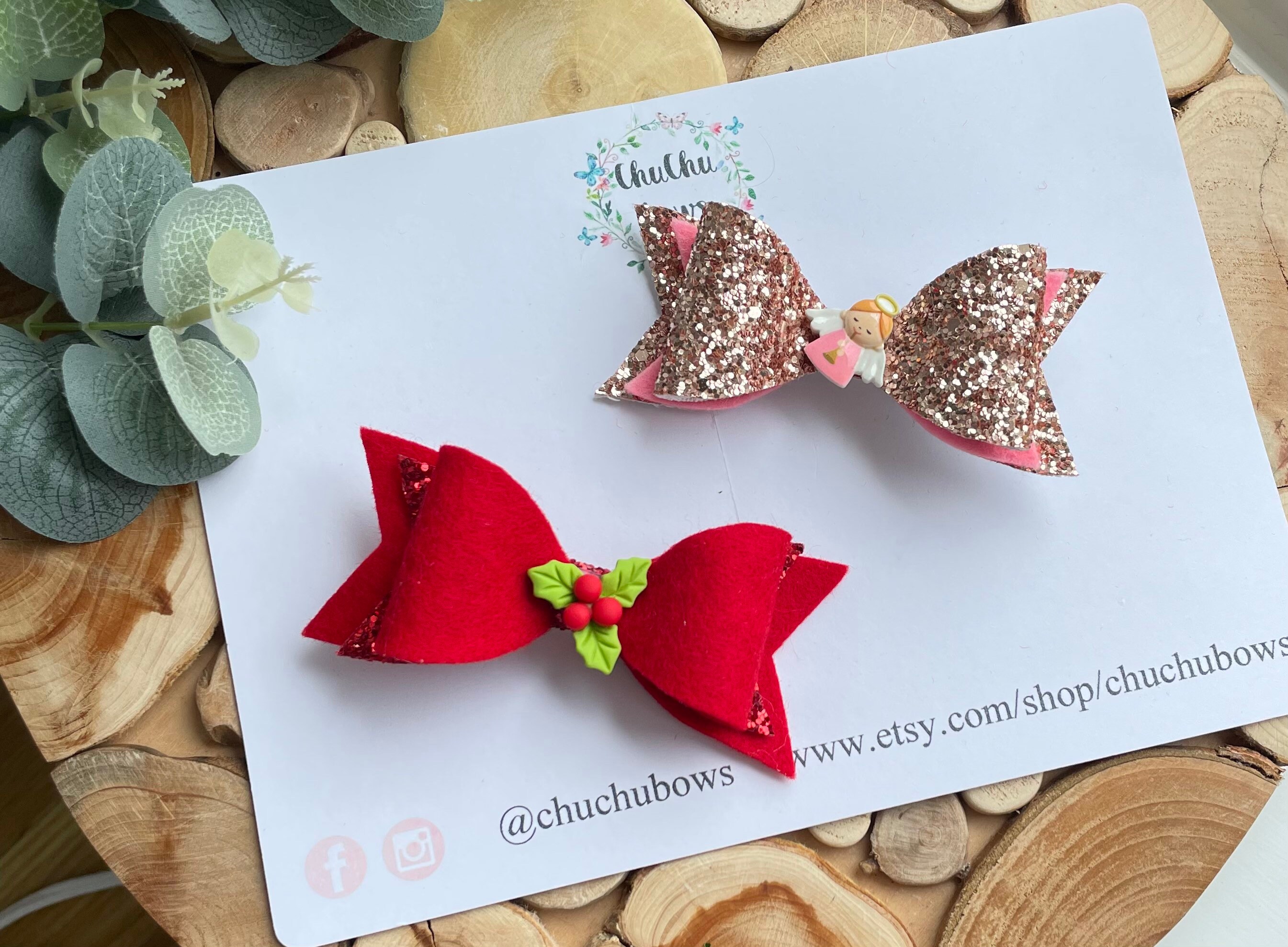 Christmas bowsChristmas hair clipsHandmade hair bows for Etsy