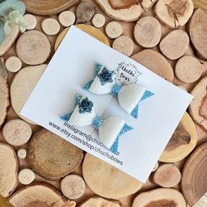 Frozen bows-Frozen inspired bows -Frozen hair clips-Chuchubows -Handmade bows