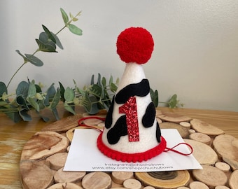 Birthday Cowprint hat-1st birthday hat-Farm themed hat -Birthday hat-Handmade hat-Western party hat