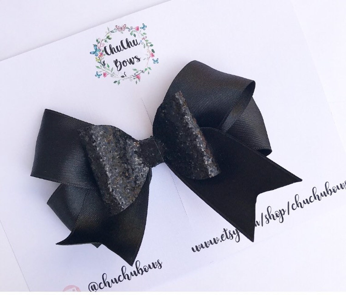 Ribbon hair bows glitter and ribbon hair bow handmade bows Etsy