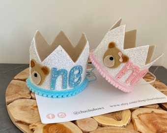 Teddy bear Birthday crown-Birthday accessories -Birthday party -Bear themed crown-Bear birthday party -Bear themed hat