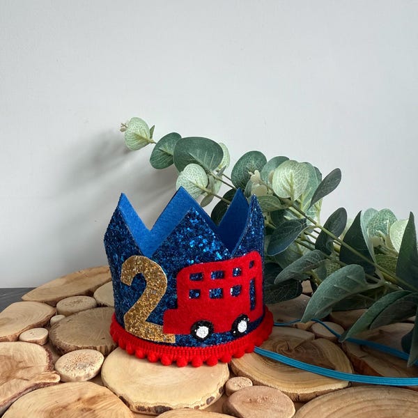 Bus birthday crown-Birthday party-Handmade birthday crown-Chuchubows-Red Bus Crown-