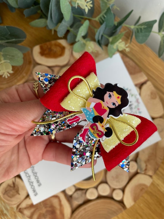 Wonder Woman Hair Bow: Superhero Party Clip or Headband