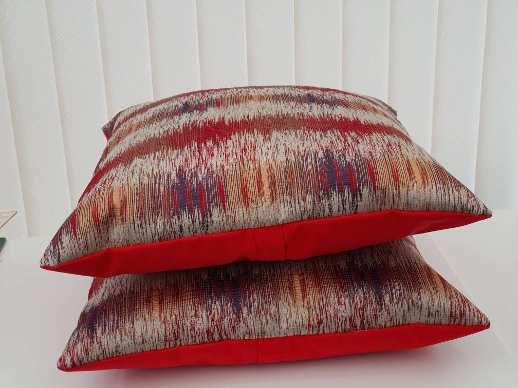 Handmade Striped Cushion Cover Red Cushion Cover 18in X 18in Etsy UK