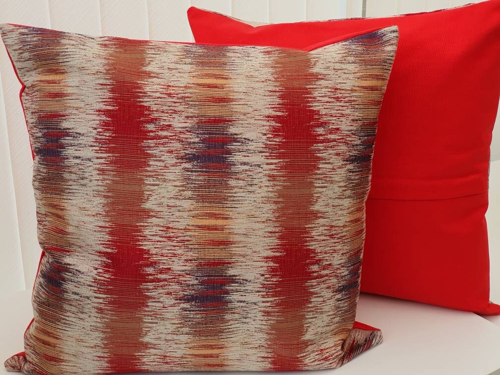 Handmade Striped Cushion Cover Red Cushion Cover 18in X 18in Etsy UK