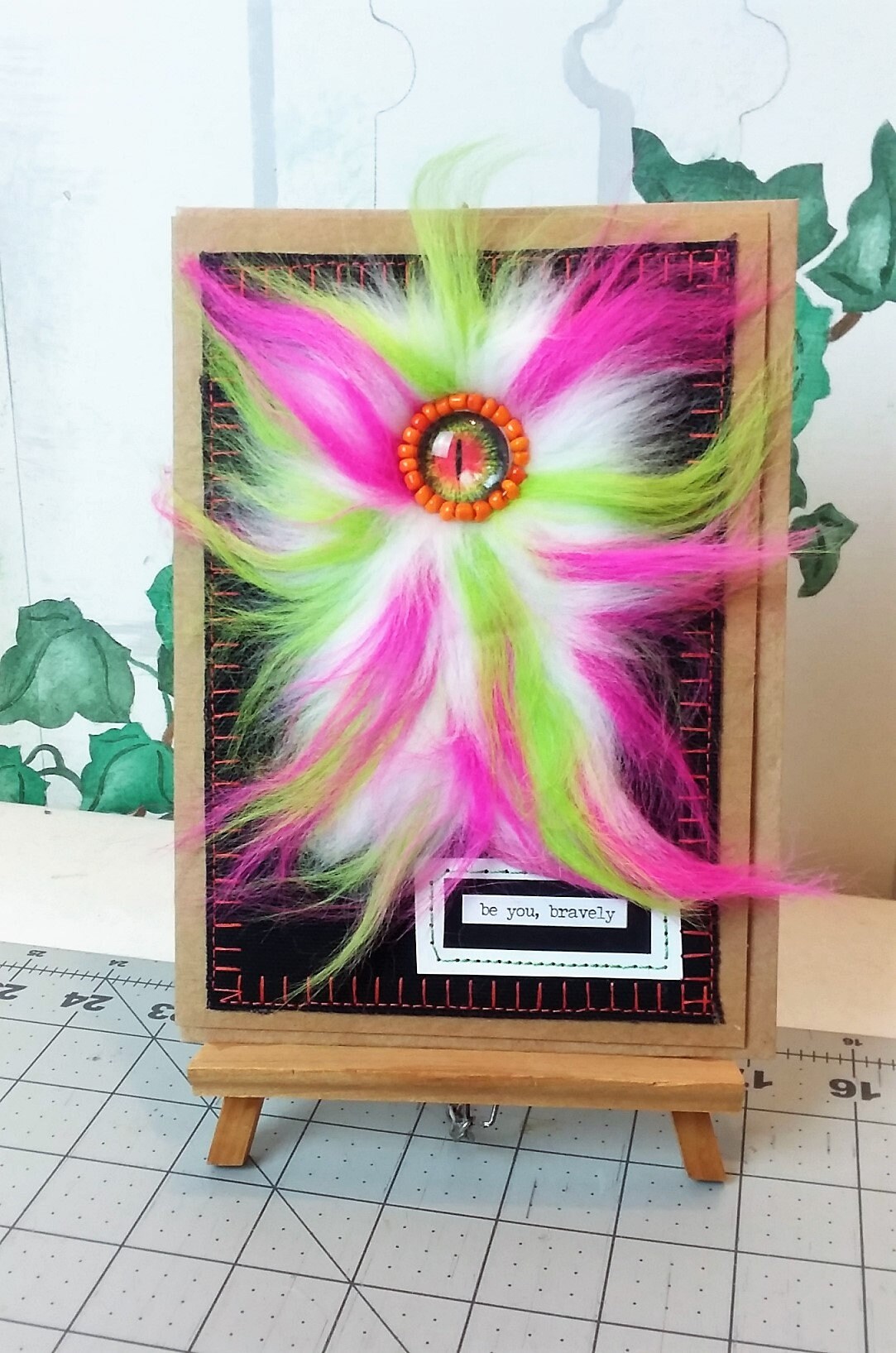 Fabric Greeting Note Card Handmade Card Giftable Art Card Etsy