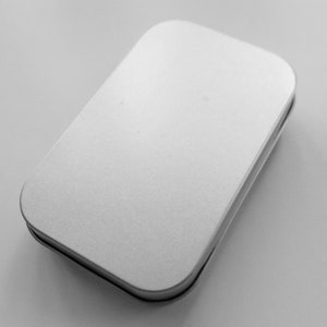 Silver Metal Mint Tin: Hinged Steel Storage (3.75x2.45x0.9&quot;)