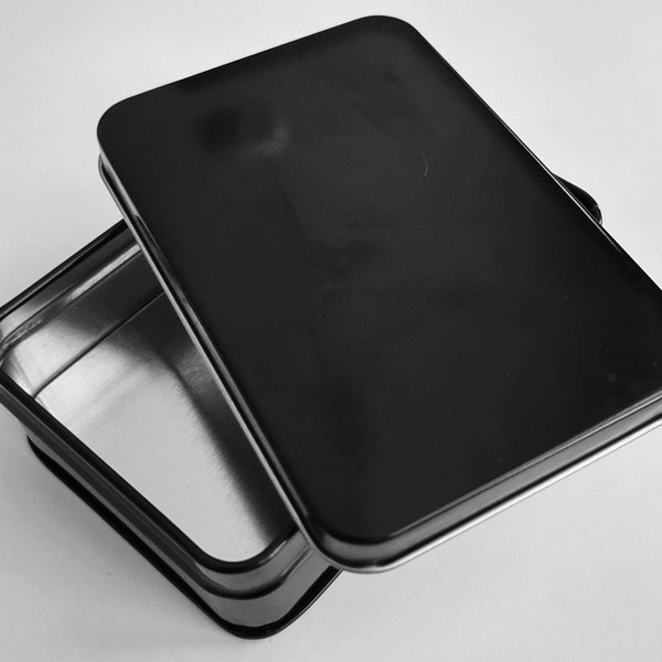 Playing card black tin - Black metal tin - Rectangle tin - 4"x2.63"x1.13"