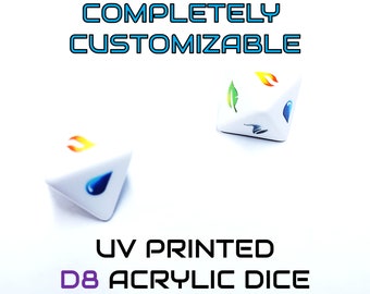 Custom Printed Full Color 17mm Blank White Dice Acrylic D8