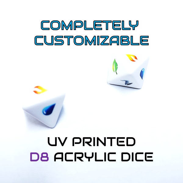 Custom Printed Full Color 17mm Blank White Dice Acrylic D8