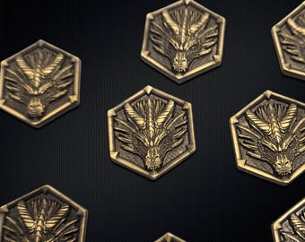 10 Dragon Gaming tokens - Metal tokens - 26mm - Zinc Alloy