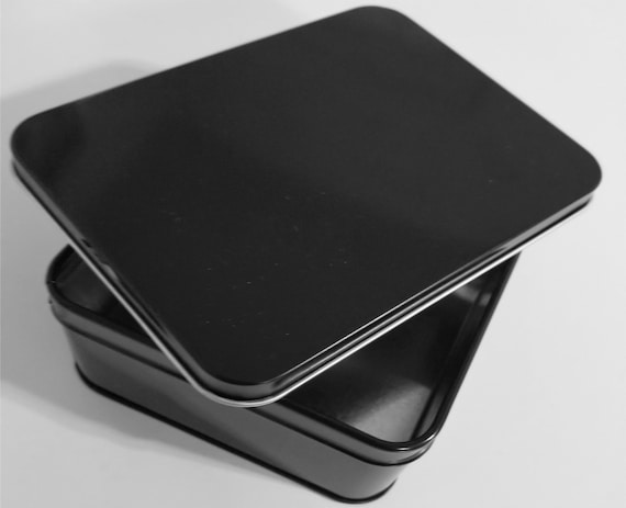 5 Large Black Tins Black Metal Tin Rectangle Tin 5.5x4x2 Etsy UK