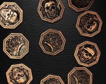 10 Skeleton Gaming tokens - Metal tokens - 18mm - Zinc Alloy