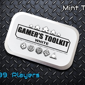 Gamer's Toolkit - Weiß - Brettspiel Survival Kit - Würfelset - TTRPG - DND