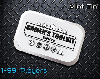 Kit de herramientas para jugadores - Blanco - Kit de supervivencia para juegos de mesa - Kit de dados - TTRPG - DND