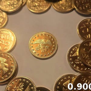 Brass Arcade Tokens: Eagle Design, Made in USA (25 Count, 0.900")