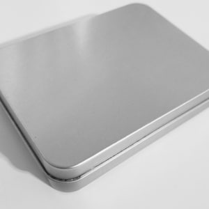 Medium silver tin - Silver metal tin - Rectangle tin - 4.5&quot;x3.35&quot;x1&quot;