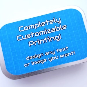 Custom Labeled Mint Tin: Silver Metal, Full Color Printing