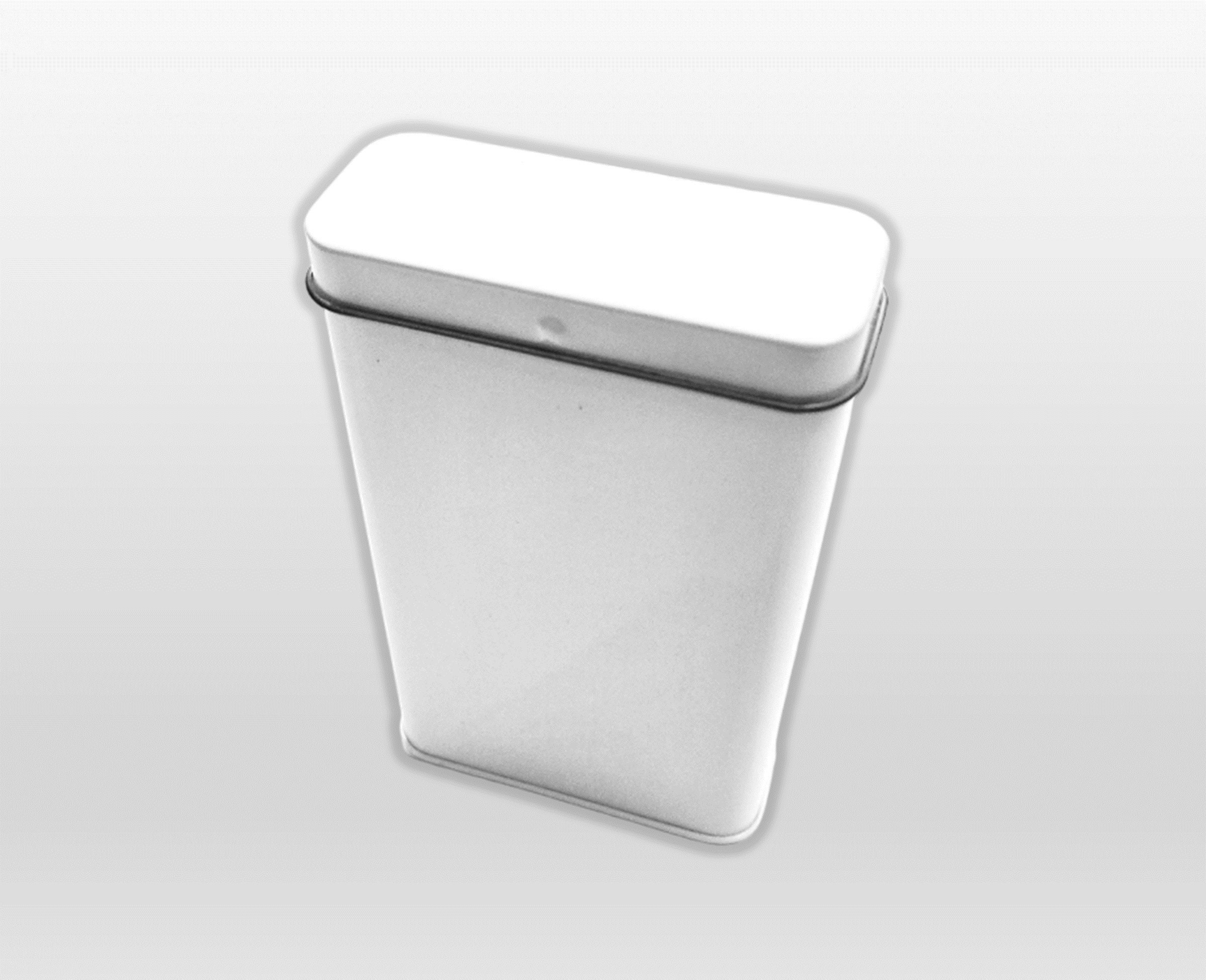 White Metal Hinged Tin: Trinket Storage (4x2.75x1.125")