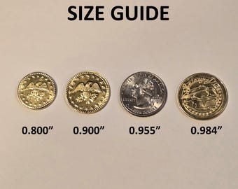 Arcade Token Size Sampler, Made in USA (0.984", 0.900", and 0.800")