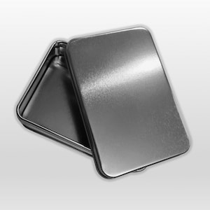 Zilveren speelkaartblik - Zilverkleurig metalen blikje - Rechthoekig blikje - 4" x 2,63" x 1,13"