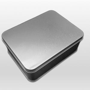 Large Silver Metal Tin: Seamless Steel Storage (5.5&quot;x4&quot;x2&quot;)