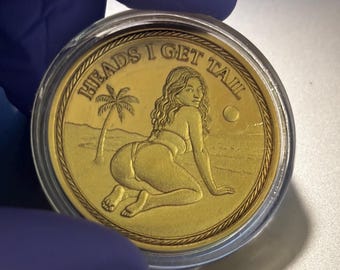 Regalo para padrinos de boda: moneda de cara o cruz. Regalo divertido para una boda.