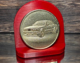 BMW E34 Brass Coin | Laser-Engraved M-Series Collectible (Optional Keychain)