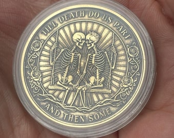 Personalized Gothic Anniversary Gift, Till Death Do Us Part Brass Coin, Romantic Keepsake for Husband or Wife