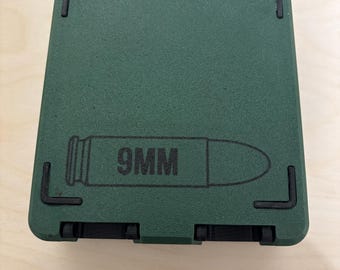 3D Printed 9mm Ammo Box | 100 Round Stackable Range Case (Optional Engraving)