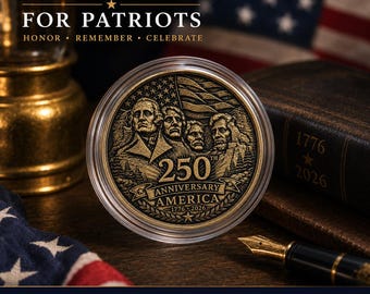 America 250th Anniversary Coin | Mount Rushmore, Flag Commemorative (1776-2026)