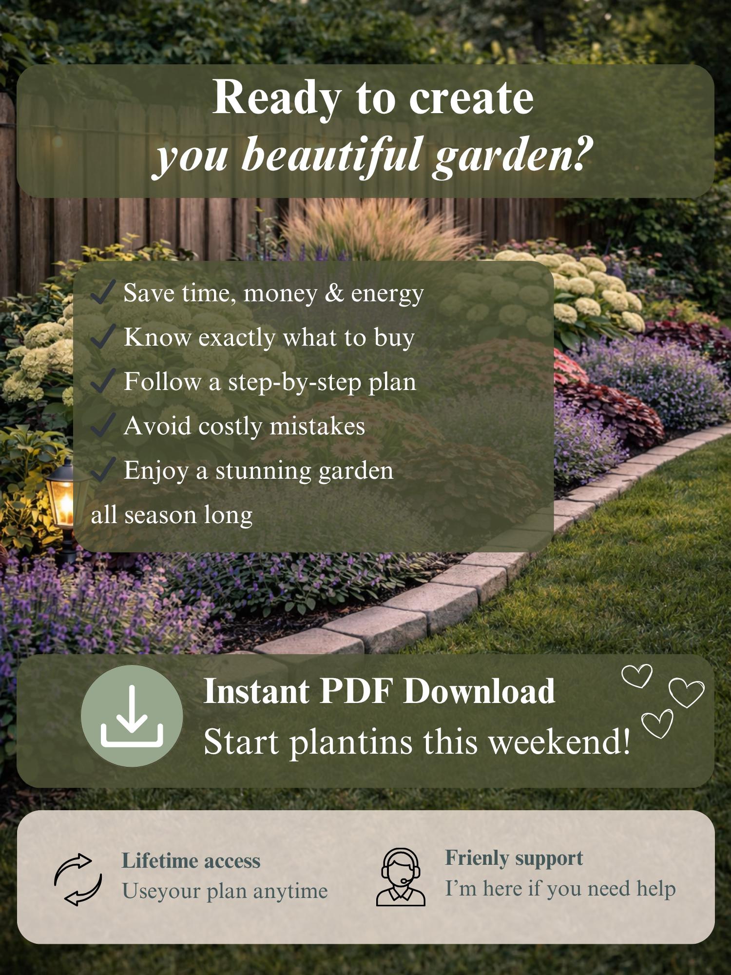 Fence Border Garden Plan PDF | Full Sun Privacy Planting Layout | 7x2m ...
