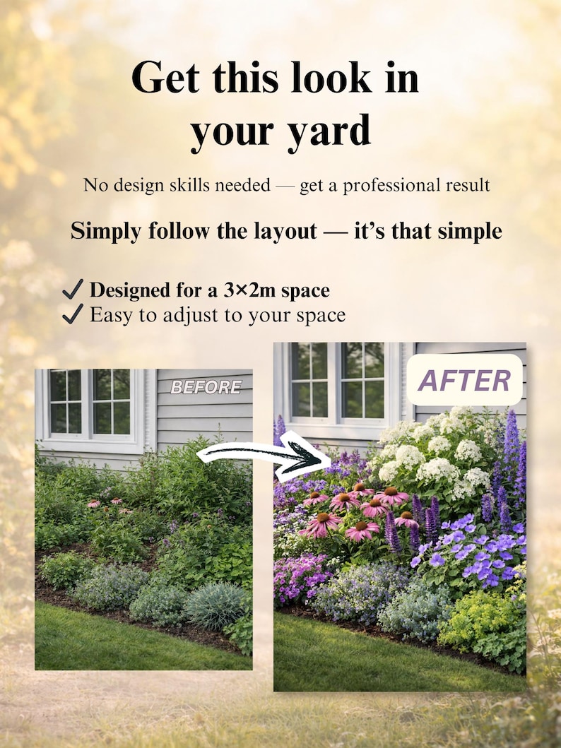 Romantic Cottage Garden Plan PDF | Full Sun Flower Bed Layout 3x2m (9 ...