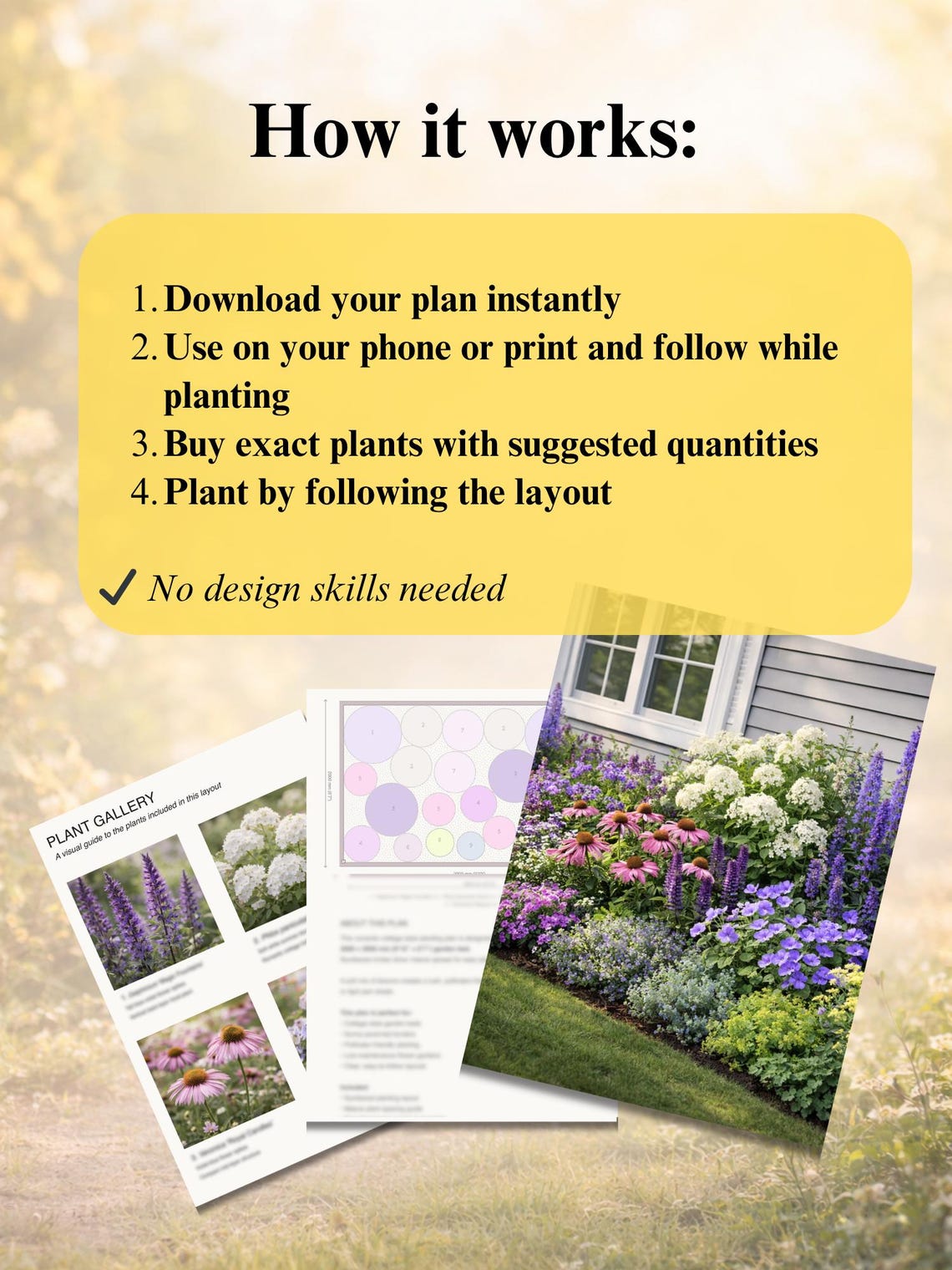 Romantic Cottage Garden Plan PDF | Full Sun Flower Bed Layout 3x2m (9 ...