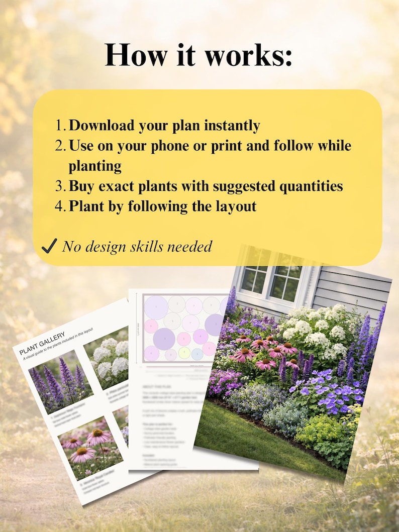 Romantic Cottage Garden Plan PDF | Full Sun Flower Bed Layout 3x2m (9 ...