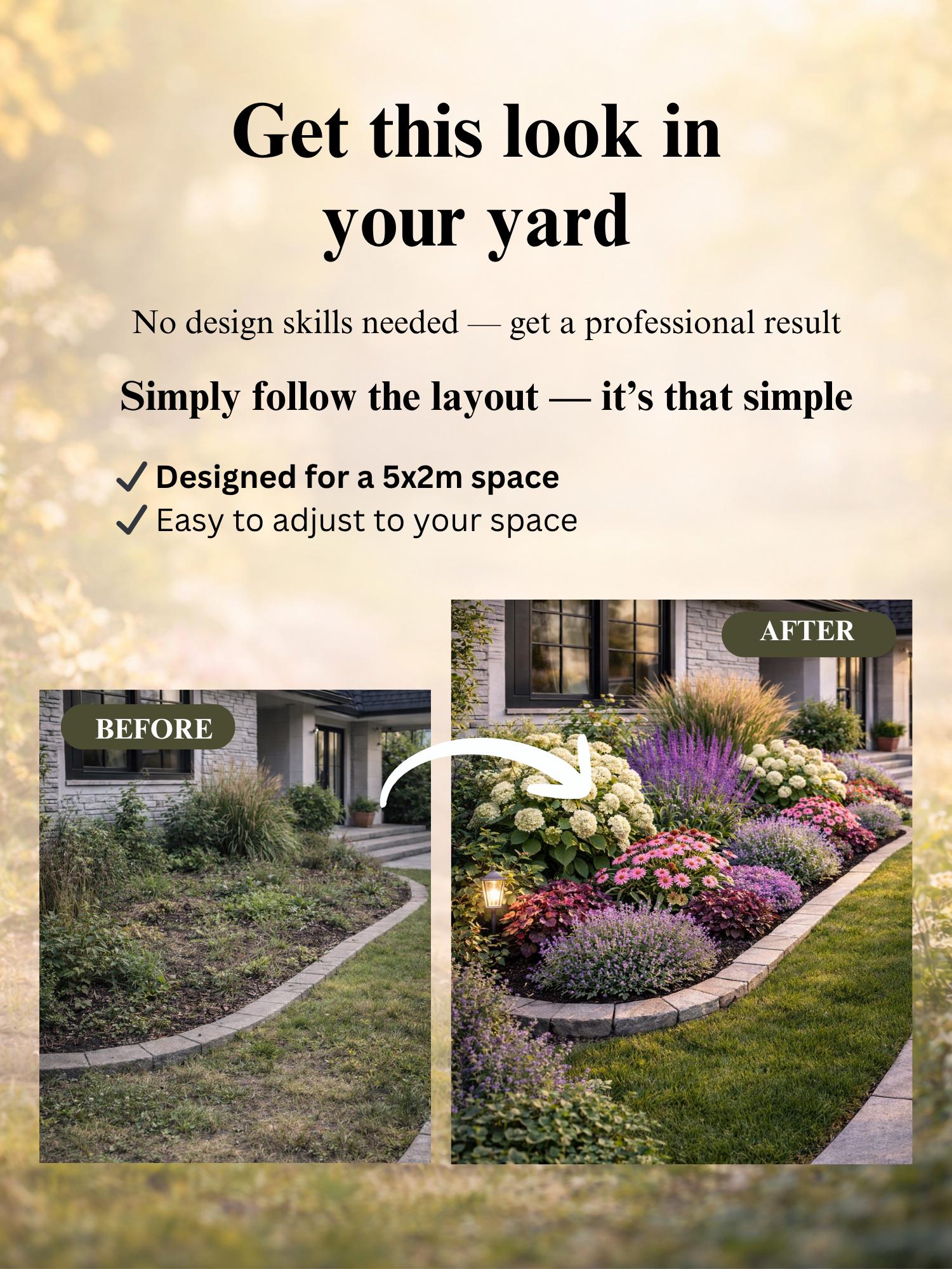 Front Yard Planting Plan PDF | 16×6 Ft (5×2m) Garden Layout | Zones 5–7 ...