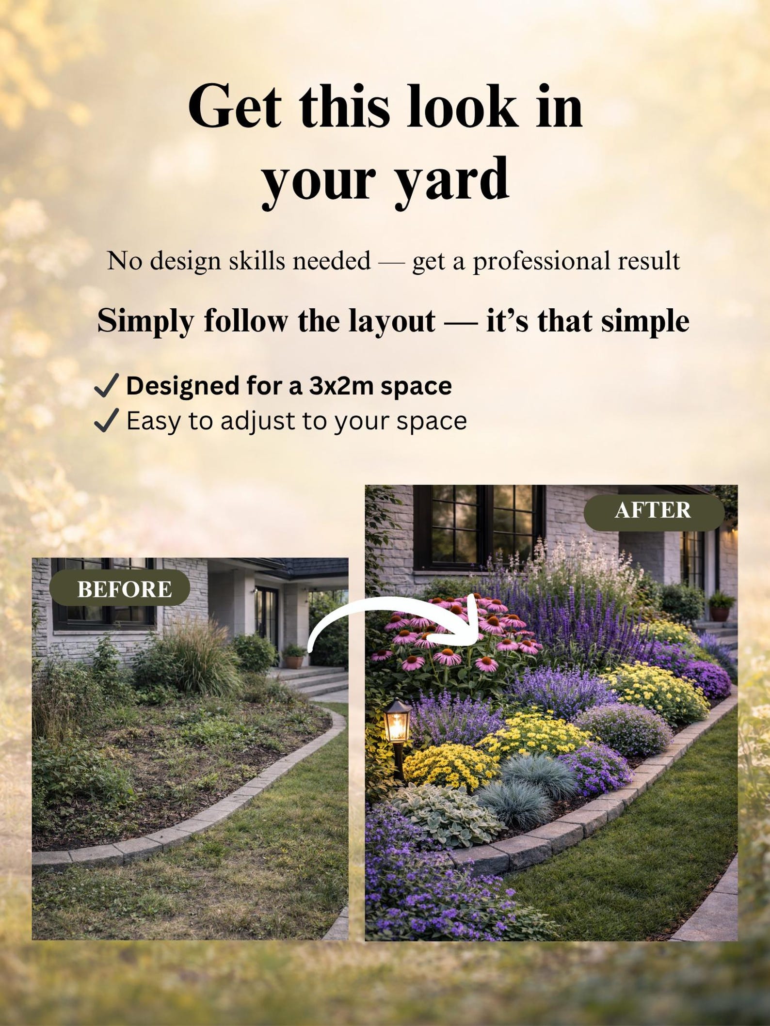 Front Yard Garden Plan PDF | 3x2m (9.8x6.6 Ft) Layout | Beginner ...