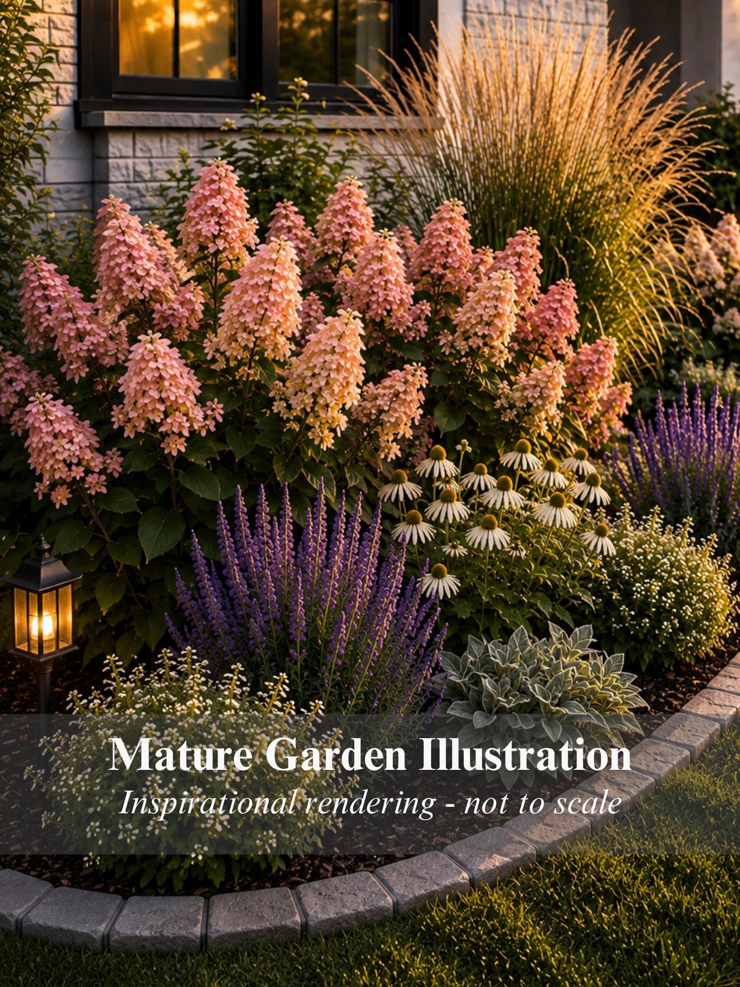 Front Yard Hydrangea Border Garden Plan PDF | Cottage Garden Layout ...