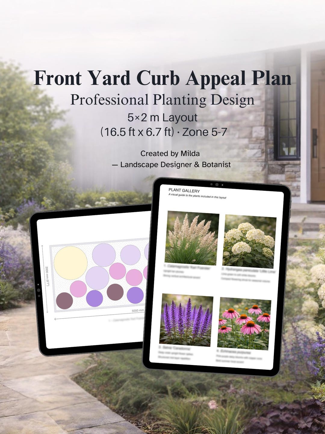 Front Yard Planting Plan 5x2m, Curb Appeal Garden Design, Full Sun ...