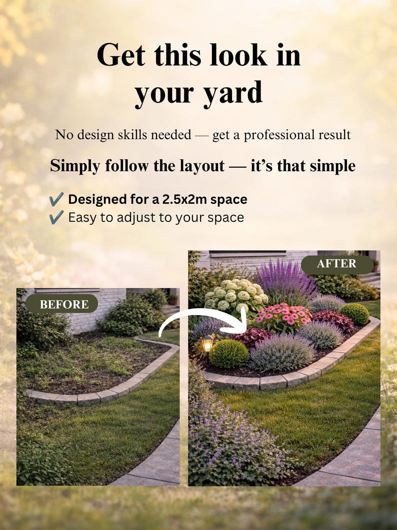 Small Front Yard Planting Plan PDF | 8×6.5 Ft (2.5×2m) Garden Layout ...