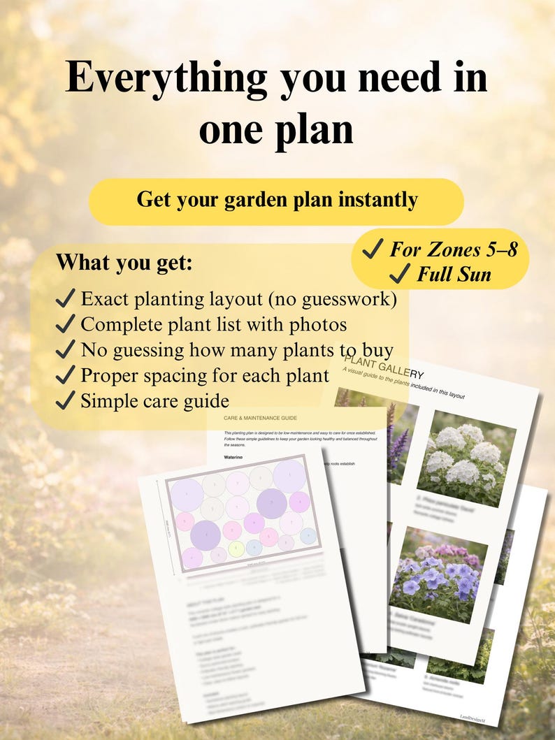 Romantic Cottage Garden Plan PDF | Full Sun Flower Bed Layout 3x2m (9 ...