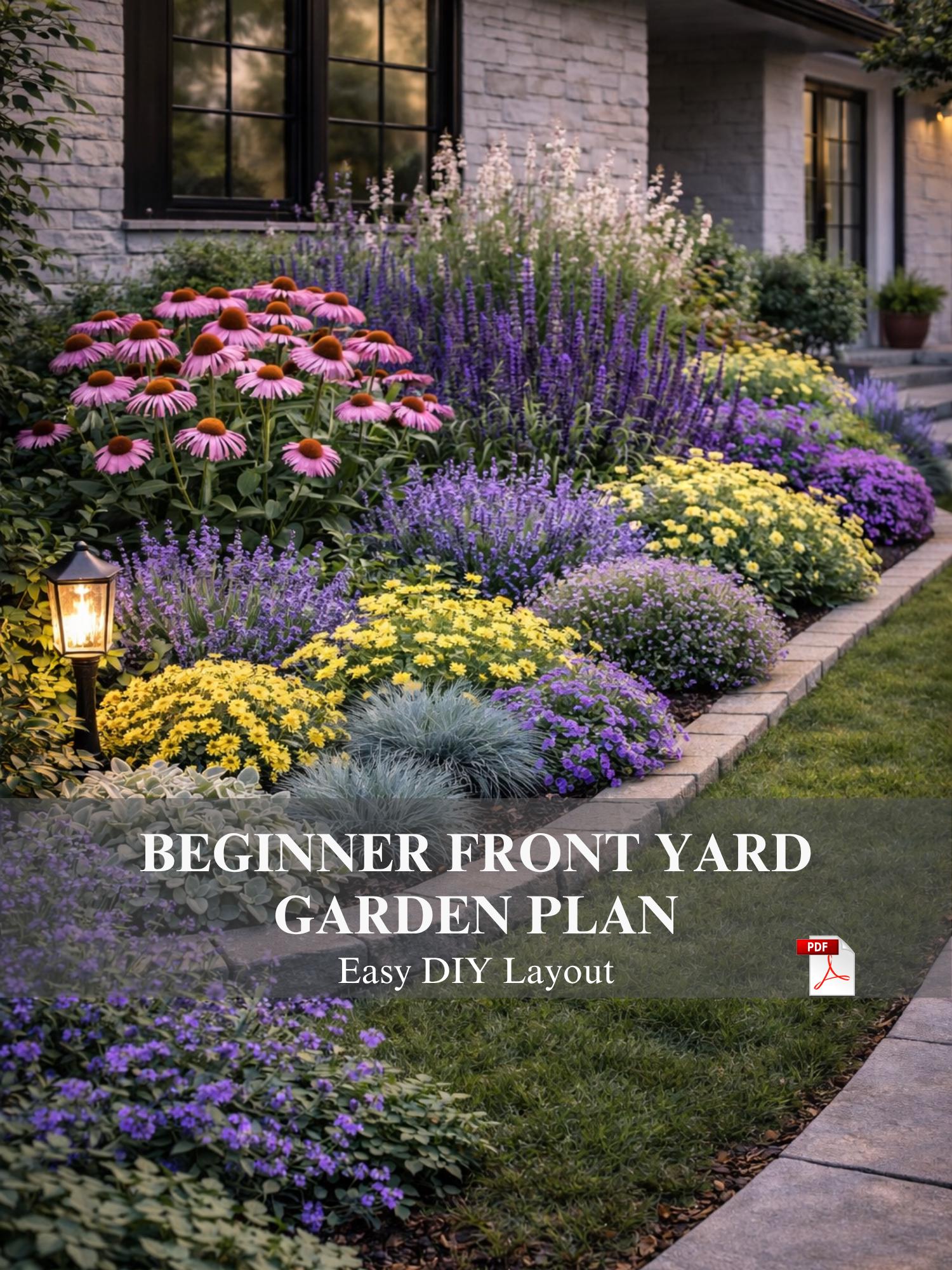 Front Yard Garden Plan PDF | 3x2m (9.8x6.6 Ft) Layout | Beginner ...