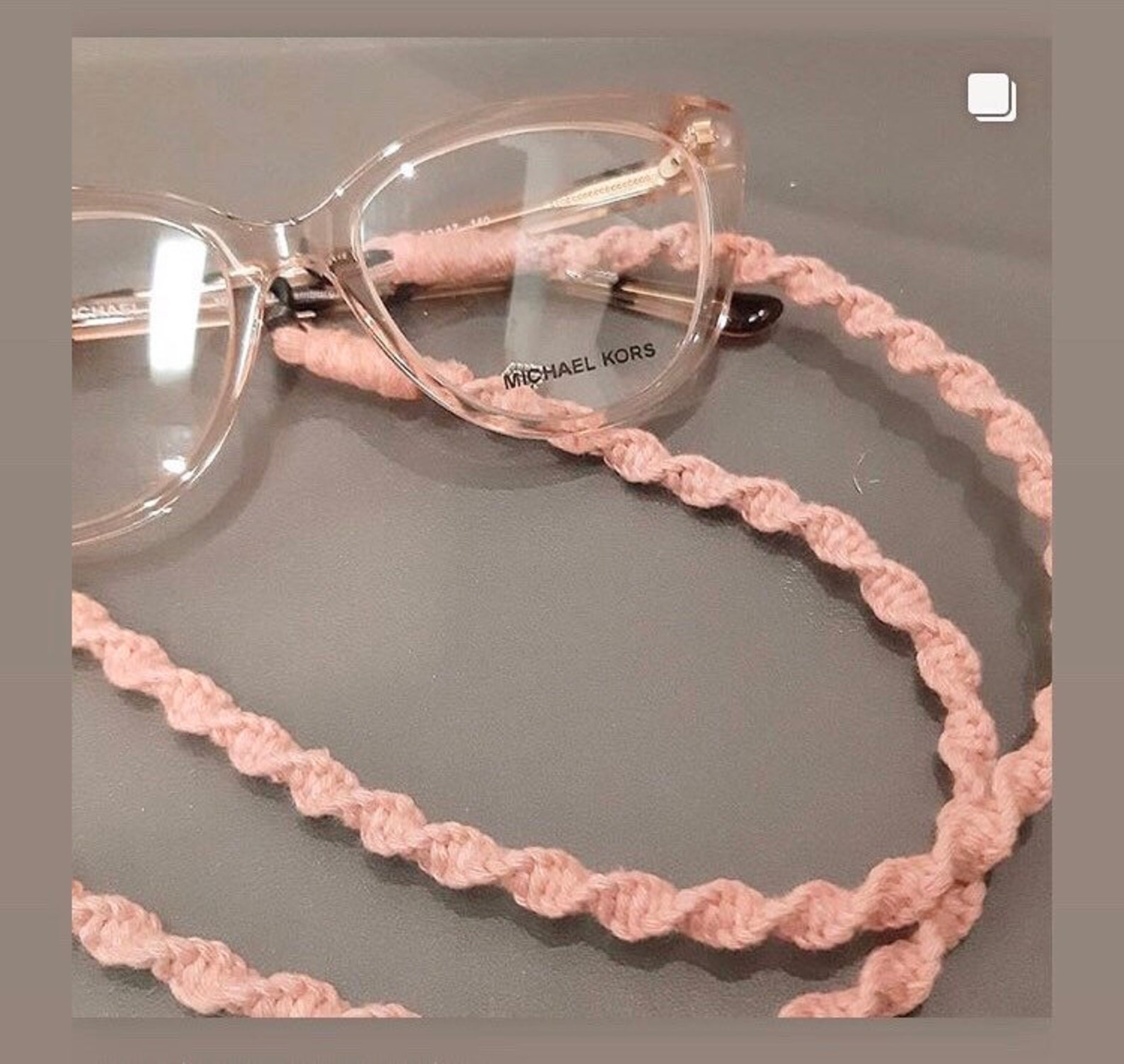 Handworked glasses cord macramé recycled cotton. Boho style Etsy