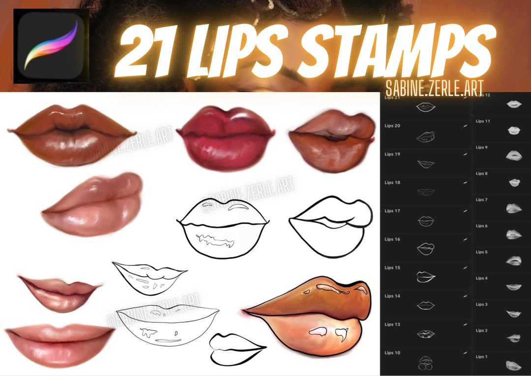 Procreate Lips 21 Lips Stamps for Procreate. - Etsy