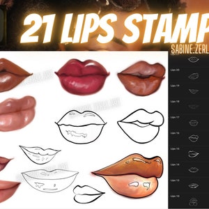 21 Lips Stamps for Procreate.