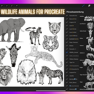Tattoo Animal Wildlife Stamps , 17 Tattoo Stamps for Procreate