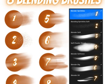 8 blandningspenslar för Procreate - Enkla blandningspenslar för Procreate, gratis support, inte för Photoshop