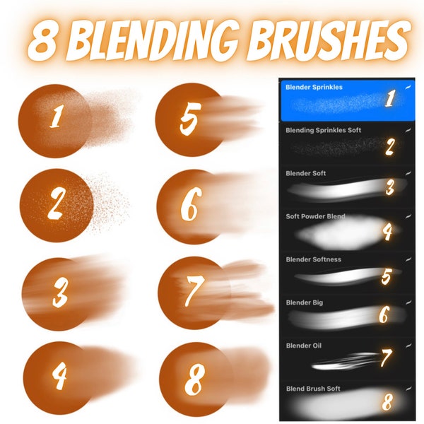 8 Blending Brushes for Procreate - Easy Blender Brushes for Procreate , Free Support, Not for Photoshop