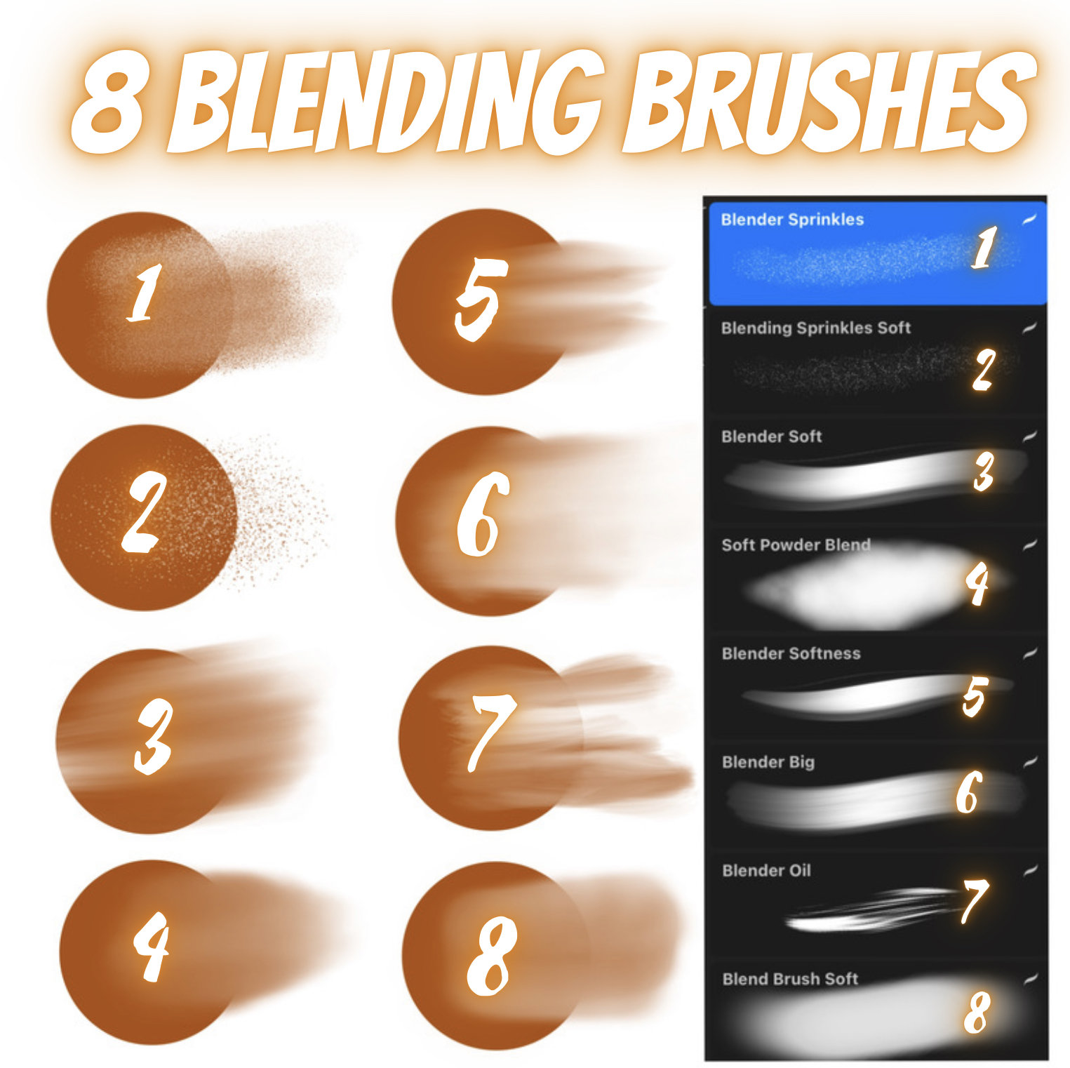 8 Blending Brushes for Procreate – Easy Blender Set for iPad Art (Procreate Only, Free Support)